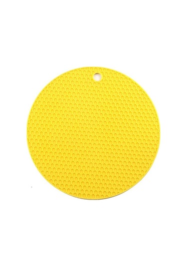 Sarı Yuvarlak Yalıtım Silikon Mat Kaymaz Isıya Dayanıklı Anti-haşlanma Petek Mikrodalga Fırın Mat Pot Tutucu Kalınlaşmak Bardak