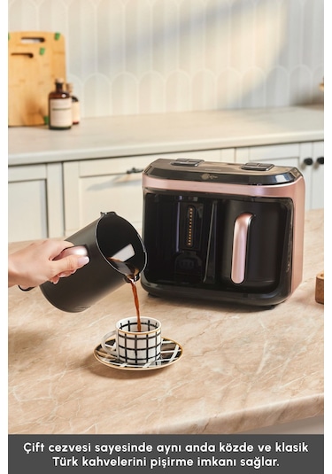 Karaca Hatır Hüp Düet 10 Fincan Kapasiteli Bol Köpüklü Aromalı, Közde ve Türk Kahve Makinesi
