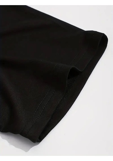 Sporda Günlük Hayata Giyilebilir Gym Baskılı Oversize Bisiklet Yaka Erkek T-shirt - Siyah Siyah