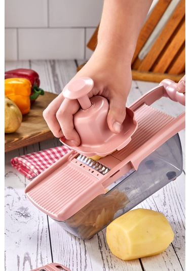 Cooker 5 Bıçaklı Hazneli Lüx Paslanmaz Çelik Rende Ckr3379-pembe Pembe