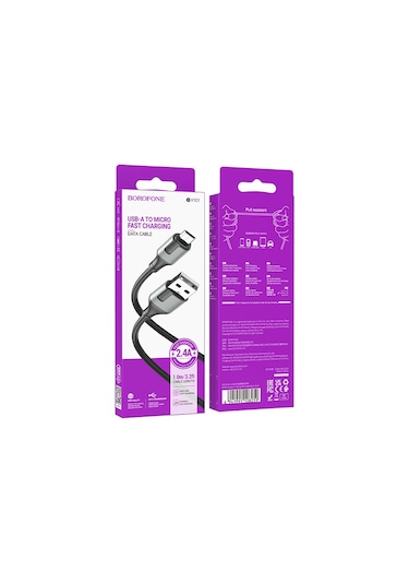 Borofone 2.4a Şarj Ve Data Kablo Usb To Micro Usb - 1 M - Bx101