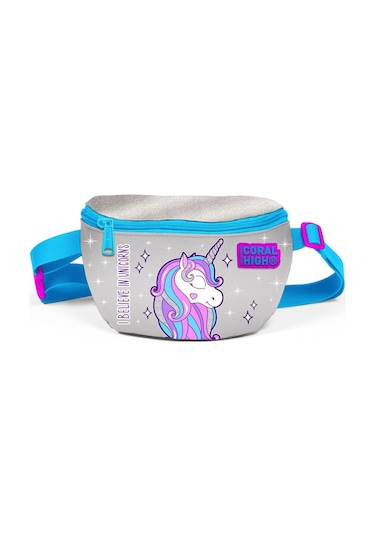 Coral High Kız Çocuk Gümüş Unicorn Çocuk Günlük Bel Çantası Çok Renkli