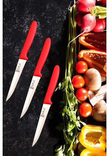 Mutfak Bıçak Seti Sebze Ekmek Bıçağı Red Serisi 6 Parça