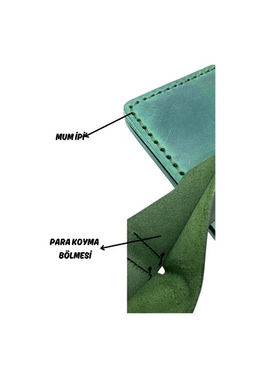 El Yapımı Hakiki Deri Premium Cüzdan Yeşil Geniş Model Yeşil