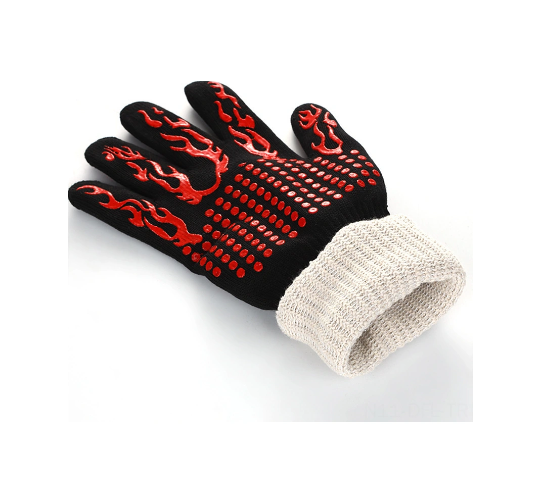 Dofolink Kırmızı Alev Silikon Isı Yalıtkan Eldiven - Mutfak, Barbekü, Fırın, Mikrodalga İçin 500 C Dayanıklı, Kaymazsız, Ev Kullanıma Uygun Her İki El İçin Çok Renkli