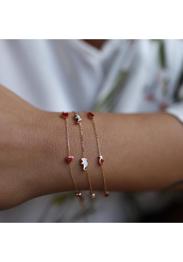 Mineli Mini Bileklikler Pembe Altın