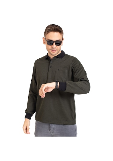 Erkek Orta Yaş ve Üzeri Polo Yaka Cepli Uzun Kollu Fitilli Mevsimlik Sweatshirt 1219-Haki Yeşili-Haki Yeşili Haki Erkek Orta Yaş ve Üzeri Polo Yaka Cepli Uzun Kollu Fitilli Mevsimlik Sweatshirt 1219-Haki Yeşili-Haki Yeşili Haki