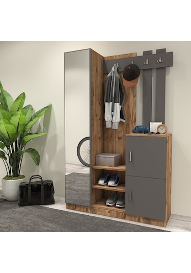 Robin Home Lenka Vestiyer Portmanto Ayakkabılık Çam-gri