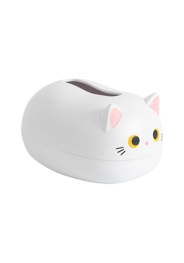Beyaz-kawaii Kedi Doku Kutusu Oturma Odası Peçete Saklama Kutusu Mutfak Kağıdı Konteyner Masaüstü Tuvalet Kağıdı Tutucu Banyo Yurdu İçin