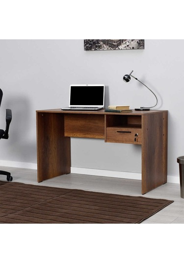 Adoremobilya Concept Kilitli Çekmeceli Çalışma Masası - Oslo Ceviz Oslo Ceviz