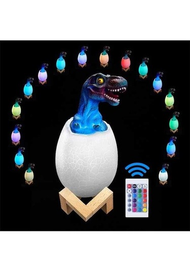 Ganzhoushop Yaratıcı Versiyon Uzaktan Kumandalı Tyrannosaurus Şekilli Renkli Dokunmatik Lamba, Gece Işığı Dekoratif 3d 16 Kg Çok Renkli