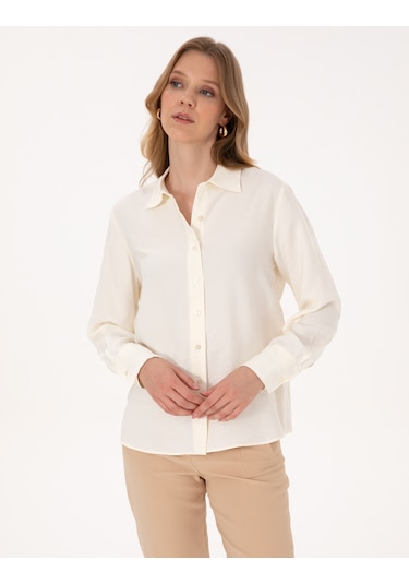 Pierre Cardin Kadın Beyaz Gömlek Desenli 50318219-vr259 Beyaz