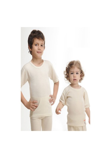 Hasyün 500 Çocuk Kısa Kol Yün Termal Fanila-krem Krem
