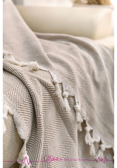 Klasik Pamuklu Koltuk Örtüsü 180x210cm Balık Sırtı Desen Koltuk Örtüsü Bej