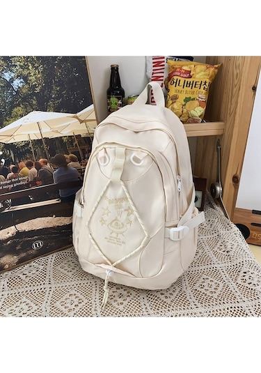 Gençler İçin Şık Ve Fonksiyonel Okul Çantası, Dayanıklı Sırt Çantası, Ergonomik Tasarım, Hafif Ve Spor Çanta Beyaz