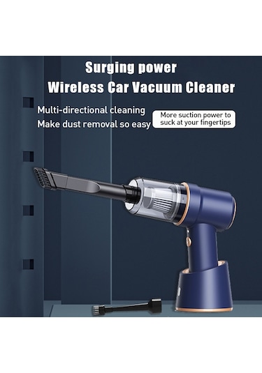 CBTxGlobal Küçük Kablosuz Şarjlı Araç Süpürgesi El Tipi Yüksek Güçlü Elektrikli Süpürge 117cg-mavi