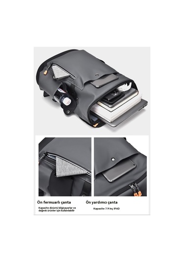 Aurora İşsırtçantası Erkek Sırtçantası Büyük Kapasiteli Koyu Gri Koyu Gri