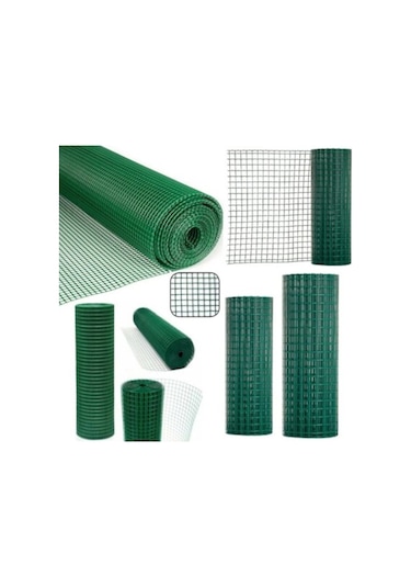 Pvc Puntalı Yeşil Bahçe Çit Teli 12X12 - 100 Cm Yükseklik