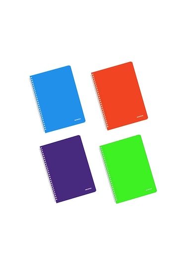 Mopak Neon Serisi Spiralli Defter Pp Kapak A4 60 Yaprak Kareli 4'lü
