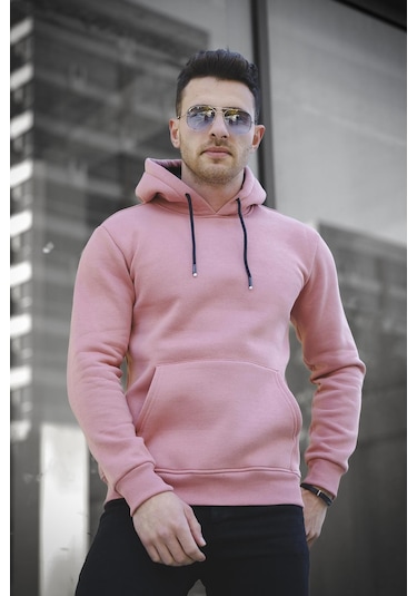 Oksit Janvier Üç İplik Şardonlu Fitted Kapüşonlu Basic Erkek Sweatshirt 001
