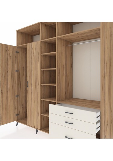 Kronos Dolap 9 Raflı 3 Çekmeceli 2 Askılı 220x59x243 Çam-çam/aytaşı Atlas Çam/aytası
