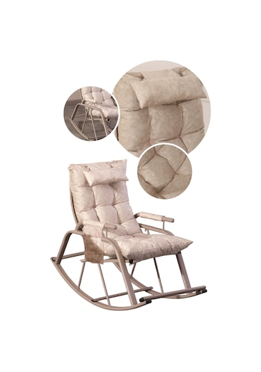 Sallanan Sandalye, Minderli Baba Koltuğu, Metal Tv Koltuğu, Dinlenme Koltuğu, Emzirme Koltuğu Krem