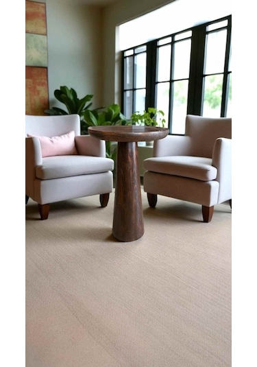 Modern Doğal Ahşap Mantar Sehpa Tekli Ceviz Renk Yan Sehpa