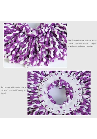 Ximistore9 360 Derece Döner Mikrofiber Mop Başkanı - Su Absorbsiyonu Yüksek, Ahşap Zeminler İçin Uygun Mor-beyaz