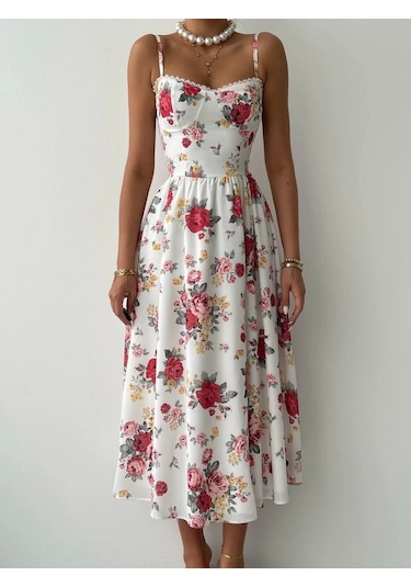 Venota Midi Elbise Beyaz