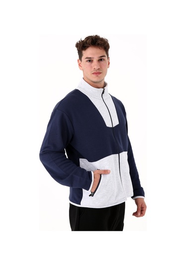 Scorp Spark Tam Fermuarlı Erkek Sweatshirt Lacivert Standart