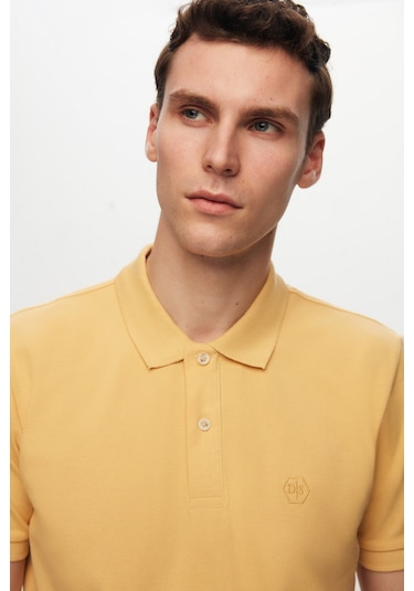 Ds Damat Regular Fit Açık Sarı %100 Pamuklu Uzun Ömürlü Kıvrılmaz Polo Yaka Nakışlı T-shirt 4hc14ort51000 502