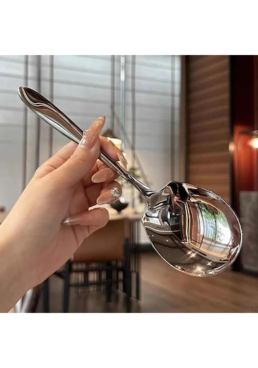 Youmex Paslanmaz Çelik Servis Kaşığı - Geleneksel Ve Isıya Dayanıklı, Salata Ve Isıklı Yemekler İçin, Gümüş Rengi, 1 Adet Gümüş