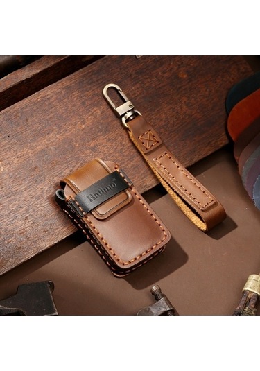 Tongxida Hallmo Honda 2 Düğmeli Deri Kapak Anahtar Kılıfı Kahverengi