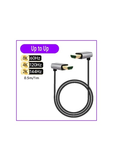 8k 90 Derece Hdmı 2.1v Kablo Kordonu 8k 60hz 4k 120hz 48gbps Earc Arc Hdcp Up To Up 1m Diğer