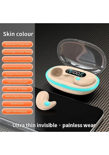 Linchenx55 Mini Bluetooth Kulaklık - Spor, Oyun, Uyku İçin Gürültü Azaltmalı Hıfı Stereo Kulakiçi Kulaklık Haki