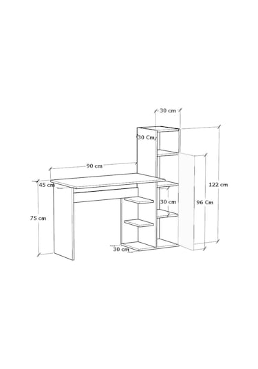 Diamond Dolaplı Çalışma Masası Çam Çam
