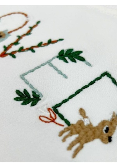 Kız Çocuk Loved Nakışlı Pamuklu Eşofman Takım-14382 Ekru