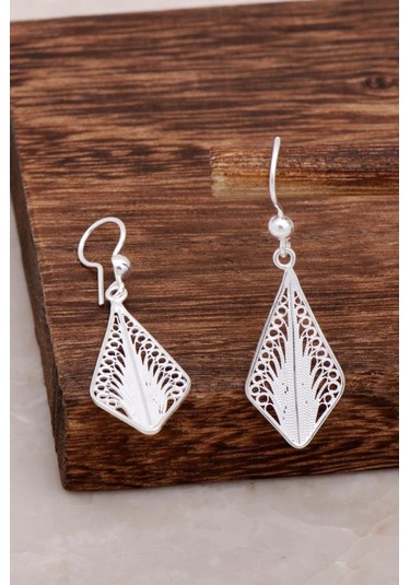 Telkari Tasarım Sallantılı Gümüş Küpe 4626