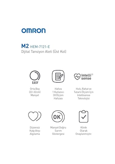 Omron M2 Hem-7121-e Intellisense Koldan Ölçer Hafızalı