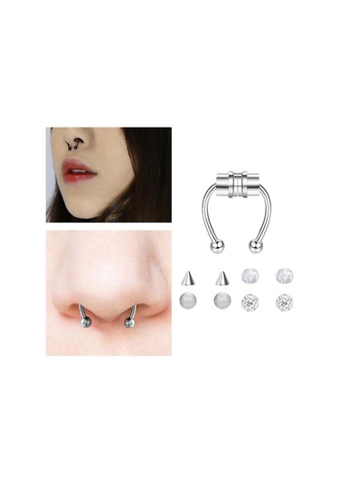 Suntek Kadınlar Için Manyetik Sahte Parlak-gümüş-1,2x8x3mm Gümüş