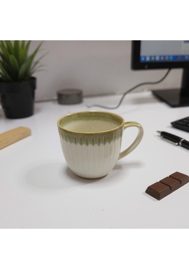 Vintage Seramik Kahve Kupası Kahverengi-beyaz