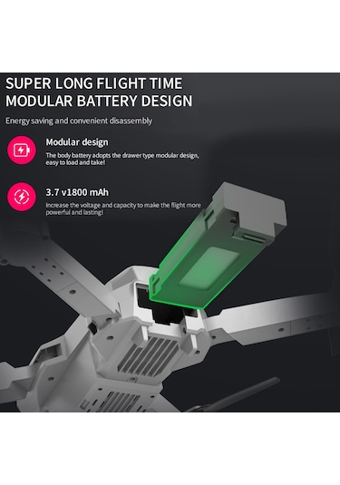 Hombey E88 Çift Kanatlı Uçak, Katlanabilir 720p Kamera, İz Uçuşu, 3d Çevirme, El İşareti Fotoğraf, Siyah, Depolama Çantası İçeren Paket