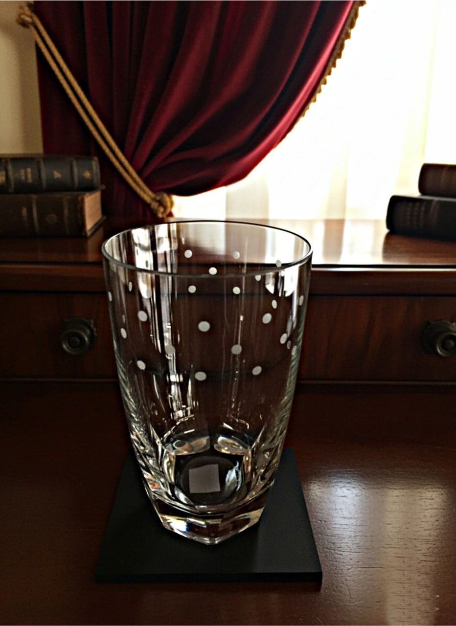 Soğuk Keme Nokta Kristal Dekorlu Köşeli Tamamen El İşçiliği Su Meşrubat Bardağı 6 Adet Beyaz