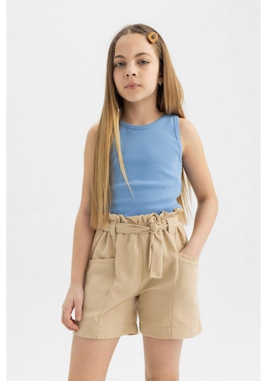 Defacto Kız Çocuk Paperbag Şort C0266A824SMBG387 Bej