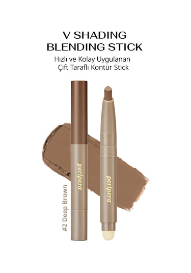 Peripera Pratik Uygulanan Çift Taraflı Kontür Stick Perıpera V Shading Blending Stick 002 Deep Brown