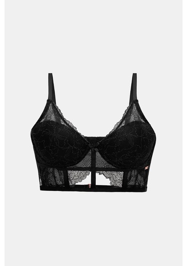 Roma Siyah Dantelli Dolgusuz Toparlayıcı Büstiyer Sütyen siyah