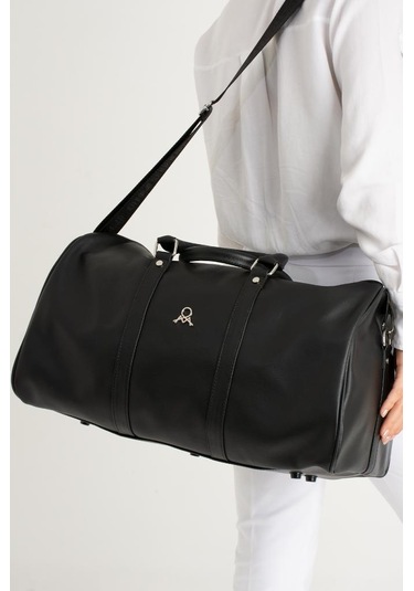 Seyehat Spor Çantası 38 Lt Kabin Boy Valiz 48 35 Cm El Valizi Vegan Deri Unisex 48 35 Cm Suni Deri Siyah