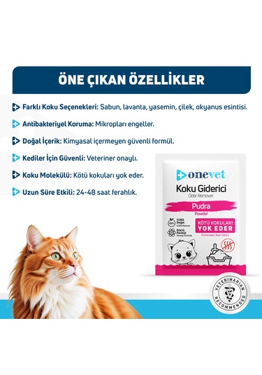 Onevet Kedi Koku Giderici Pudra Kokulu 15 Adet 25 Gr. Oc206b15