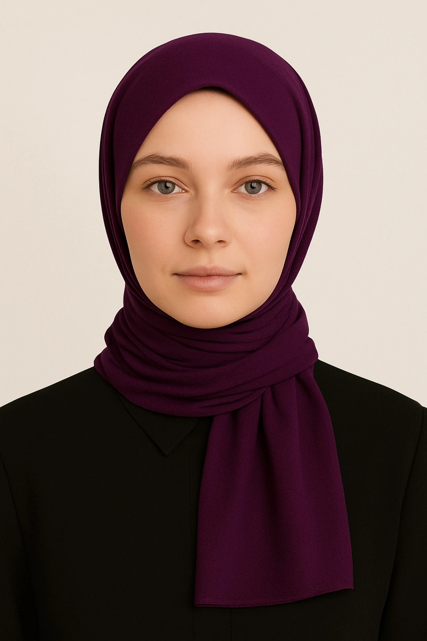 Mim Eşarp Pratik Çıtçıtlı Şal Koyu Mor