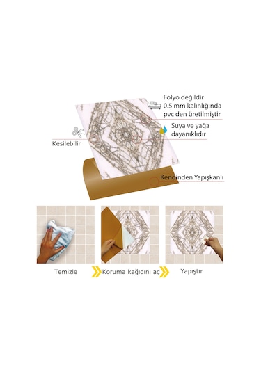 Tink Kendinden Yapışkanlı Mermer 14 Desenli Pvc Karo 30x30 Cm